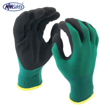 NMSAFETY 13 gauge green Nylon Black Nitrile Coated Sandy Fnish Safety work gloves